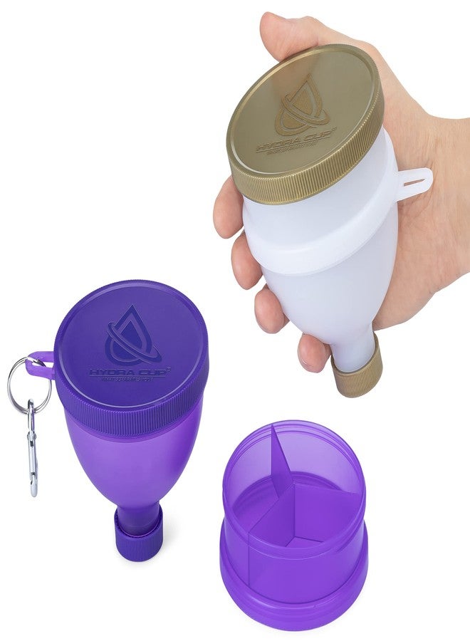 Hydra Cup [4 Pack Funnels for Filling Water Bottles with Protein Powder, 3 Compartment Pill Storage, Supplement Container Set to Go or Kitchen Use, Keychain for Shaker Cup - Image 5